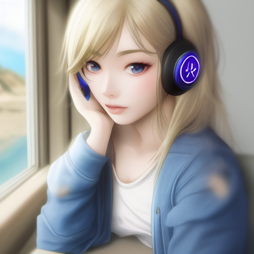 AI-generated photorealistic anime girl by window