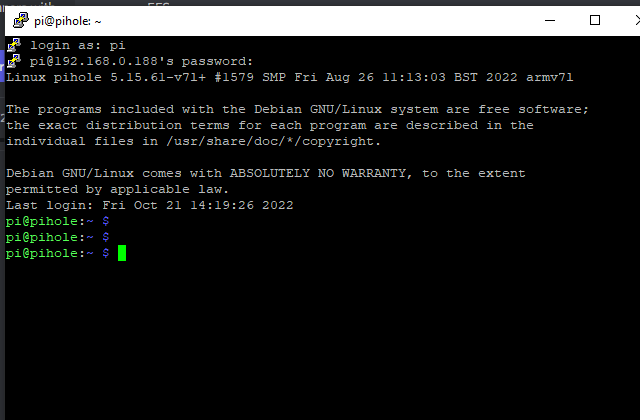 SSH connection to Raspberry Pi